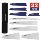 WORKPRO 32PC Пильные полотна для резки металла по дереву Лезвия для сабельной пилы Набор лезвий для лобзика