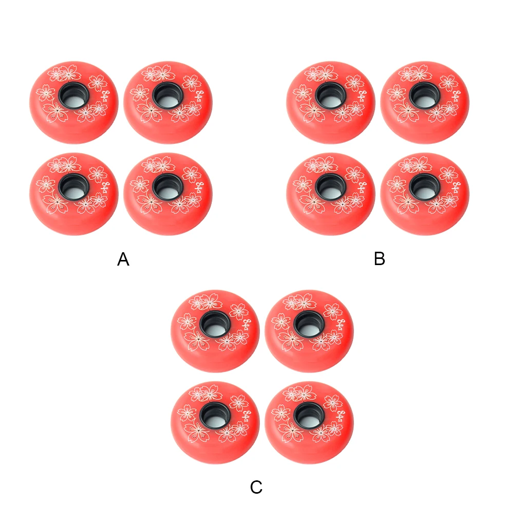 

4 шт. роликовые коньки колеса узор цветущей сакуры высокая эластичность сильное трение без подшипников ролик доска 80