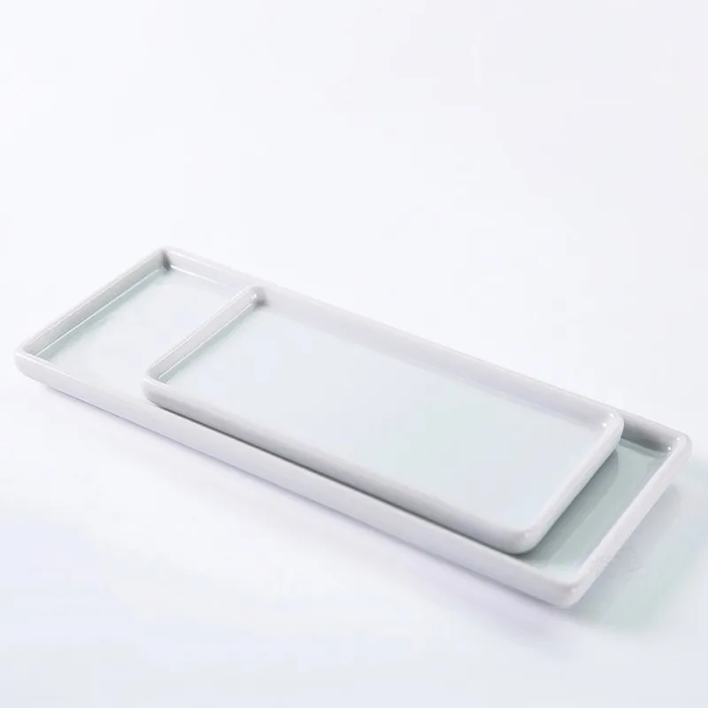 

Japanese-style Rectangular Ceramic Tray Plate White Porcelain Rectangular Plate Mouthwash Cup Tray Bathroom Living Storage Tray