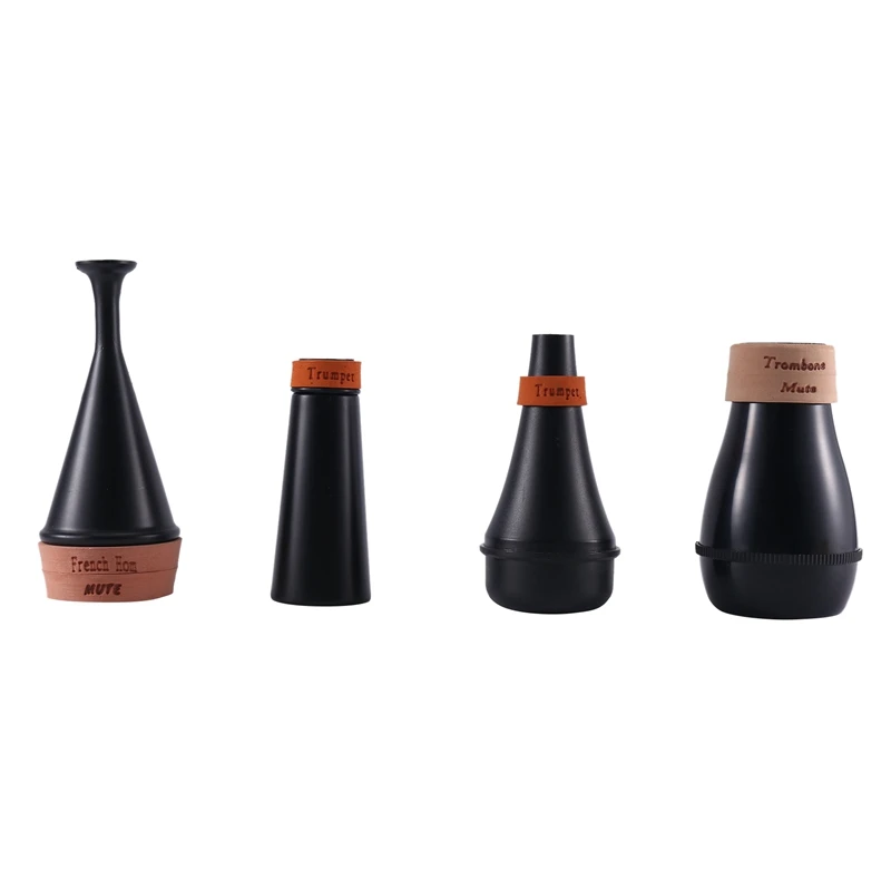 

4PCS Round Horn Tenor Trombone Mutes Trumpet Silencer Black Semi Enclosed Mute Device