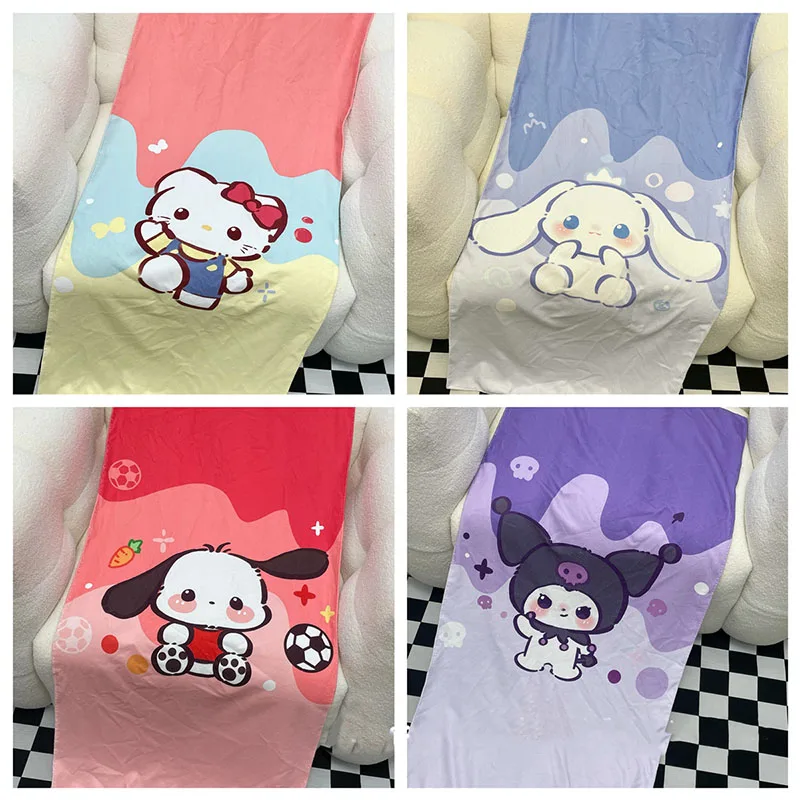 

70*140 см Sanrios мультфильм аниме Kuromi Cinnamoroll My Melody Hello Kitty удобное дорожное банное полотенце большое полотенце