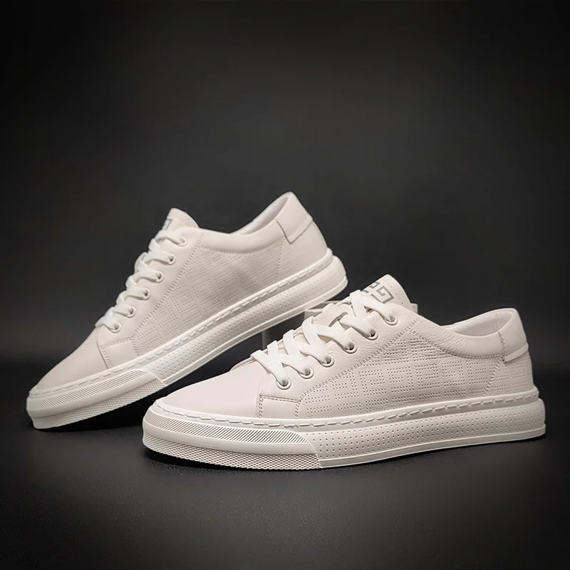 

Туфли мужские из натуральной кожи, роскошные брендовые, летние дышащие, маленькие, универсальные, на плоской подошве, белые