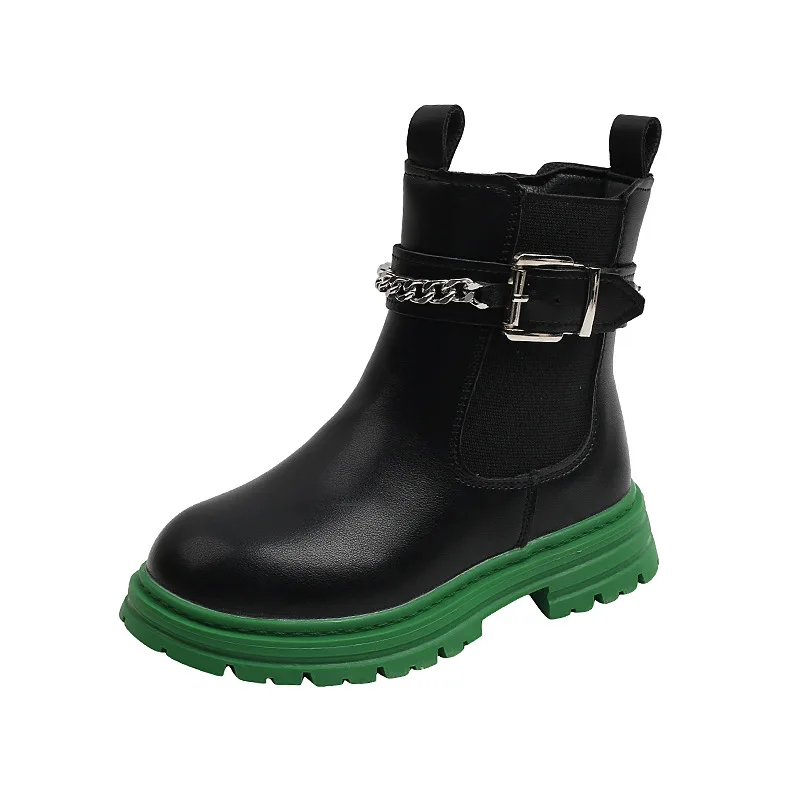 

Детские Ботинки Martin, зеленые кожаные ботинки для девочек, Осень-зима 2022, Cuhk, детские модные короткие ботинки с мягкой подошвой для девочек