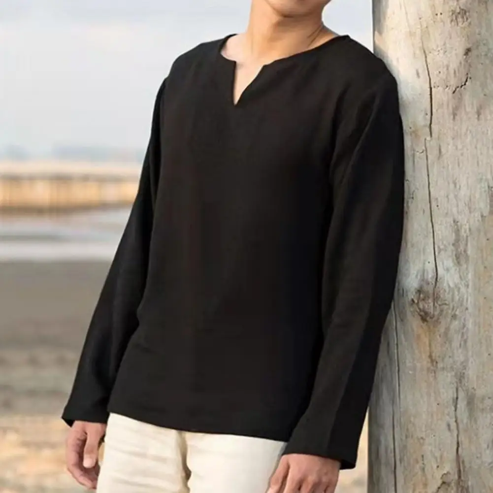 

Loose Type Friendly to Skin Pure Color V Neck Fall Tops Daily Clothing