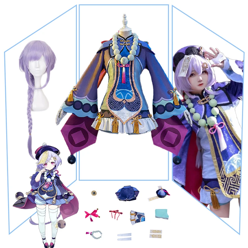 

Qiqi Cosplay Genshin Impact Qiqi Cosplay Costume Uniform Wig Anime Chinese Style Halloween Costumes Game Women Clothes