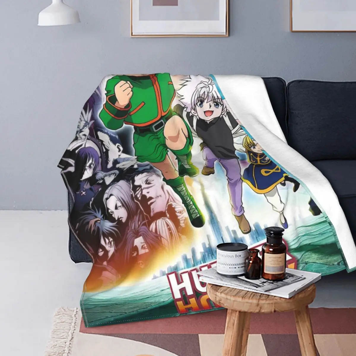 

Killua Zoldyck Kurapika Freecss Gon Morow Hisoka Fleece Throw Blankets Hunter X Hunter Anime Blankets for Bed Car Bed Rug