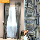 Роскошные жаккардовые шторы в скандинавском стиле светло-голубого и серого цвета из хлопка и льна, затеняющие шторы для гостиной, спальни, с индивидуальной отделкой