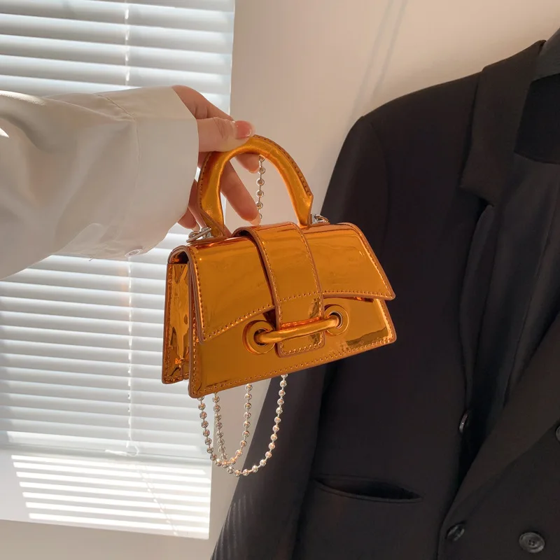 

Korean Women Shoulder Handbags Solid Color Pu Leather Trend Designer Trend Chain Hasp Bags Coin Purse Mini Single Square Bag