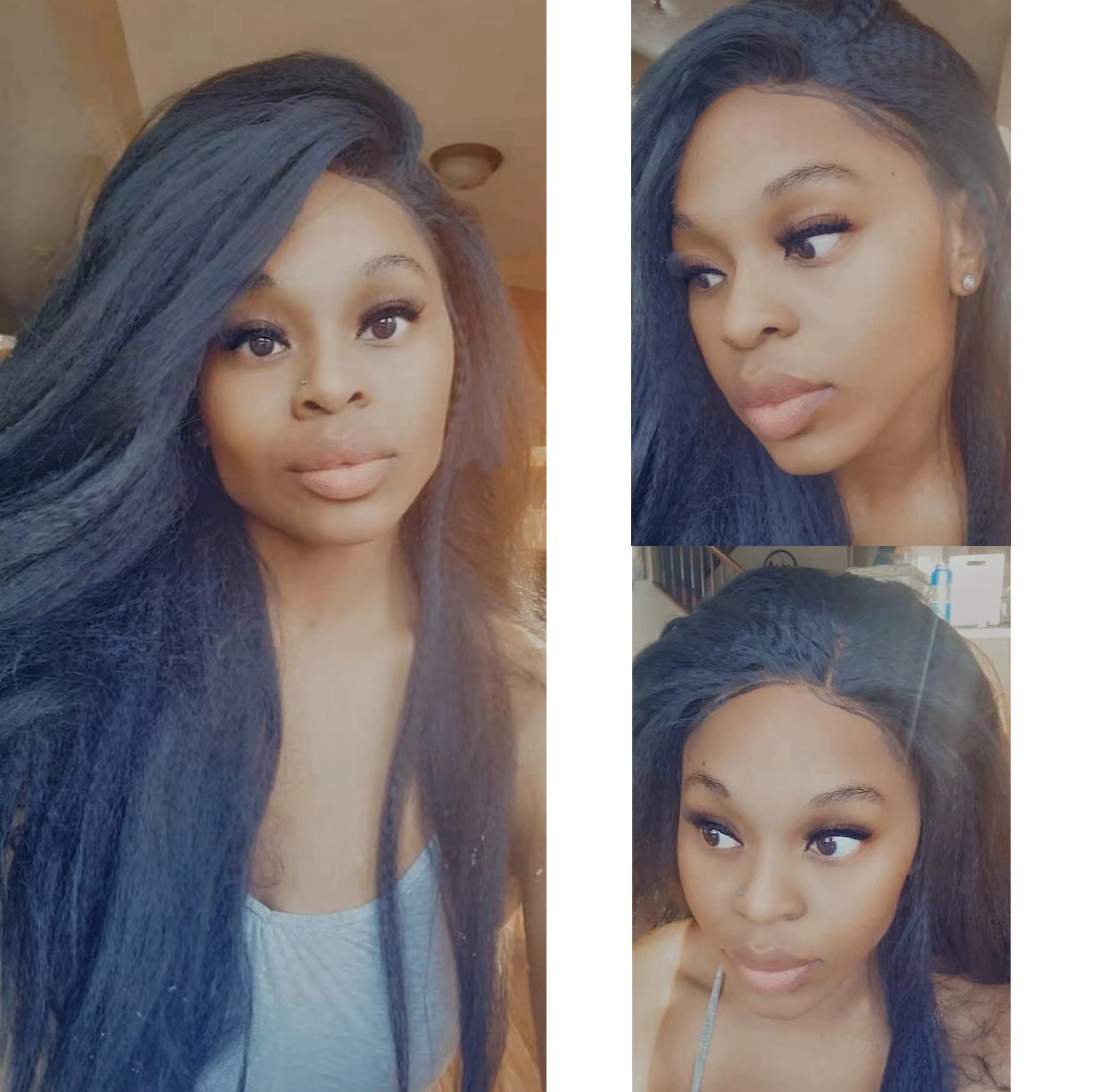 180%Density 26Inch kinky Straight Long Glueless Lace Front Wig High Temperature With Baby Hair For Black Women