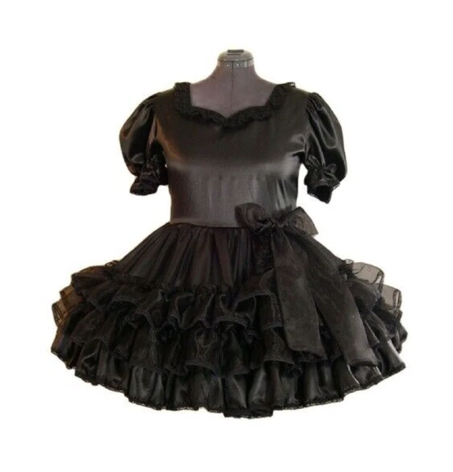 

Юбка гигантская из органзы, тонкая короткая черная юбка горничной, с коротким рукавом, с бантом, Готическая ролевая игра, разные цвета, для взрослых и малышей