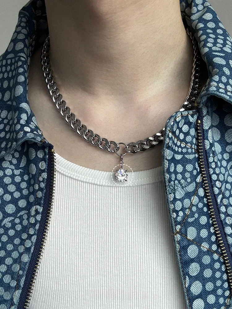 Съемное бриллиантовое толстое кубинское ожерелье мужское высококачественное