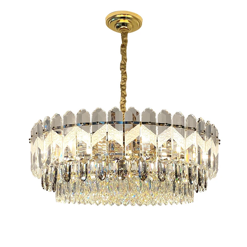 

2022 New Trend Striped Crystal Pendant Light Luxury Hanging Lamp Light Fixture Lustre Home Appliance For Home Decor