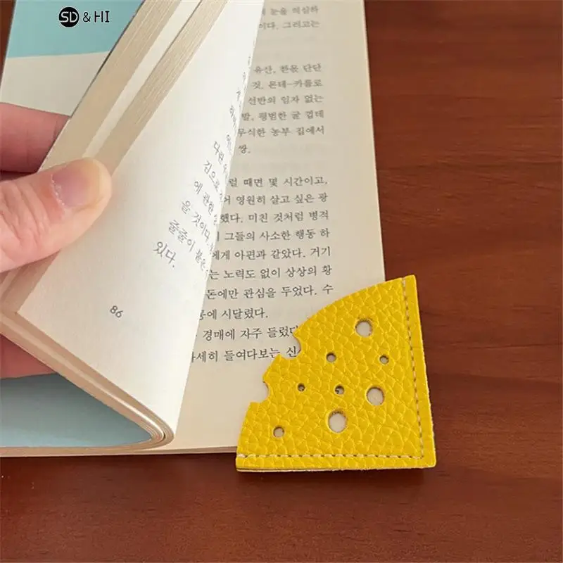 

1 Pcs Leather Cheese Bookmarks For Book Cute Cartoon Mini Corner Page Marker Genuine Leather Bookmark For Reader Teacher Gift