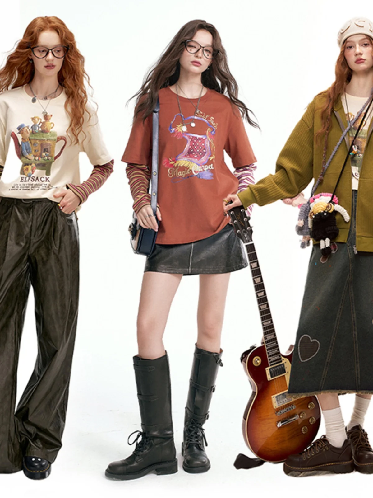 Женская многослойная футболка в полоску контрастного цвета стиле пэчворк осень