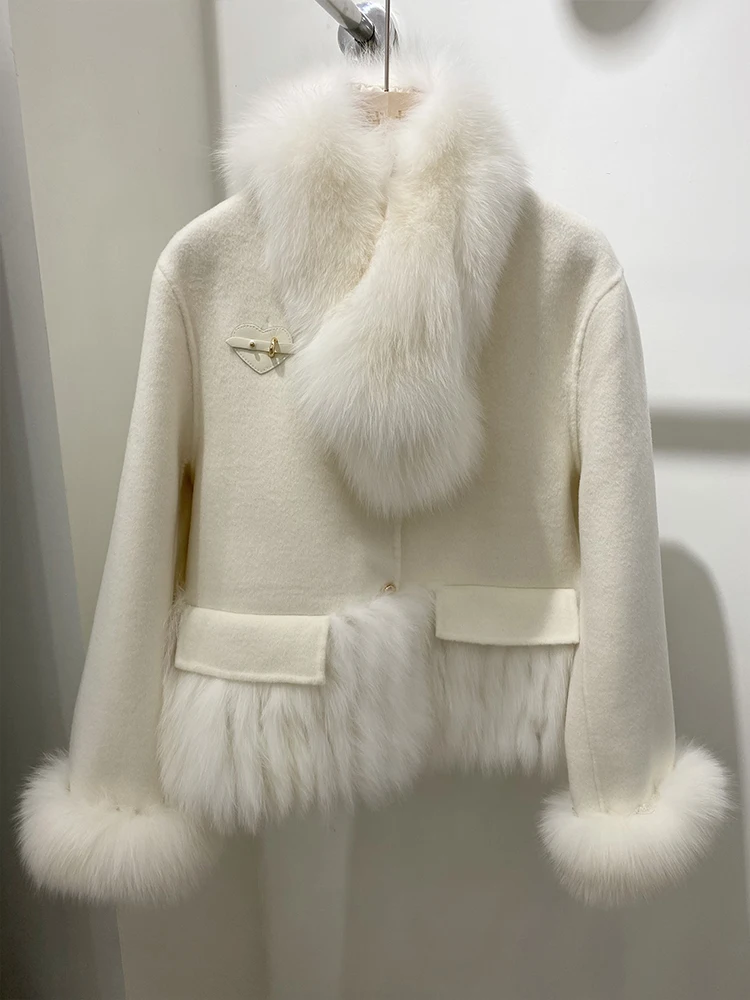 Женское кашемировое шерстяное пальто верхняя одежда с воротником из