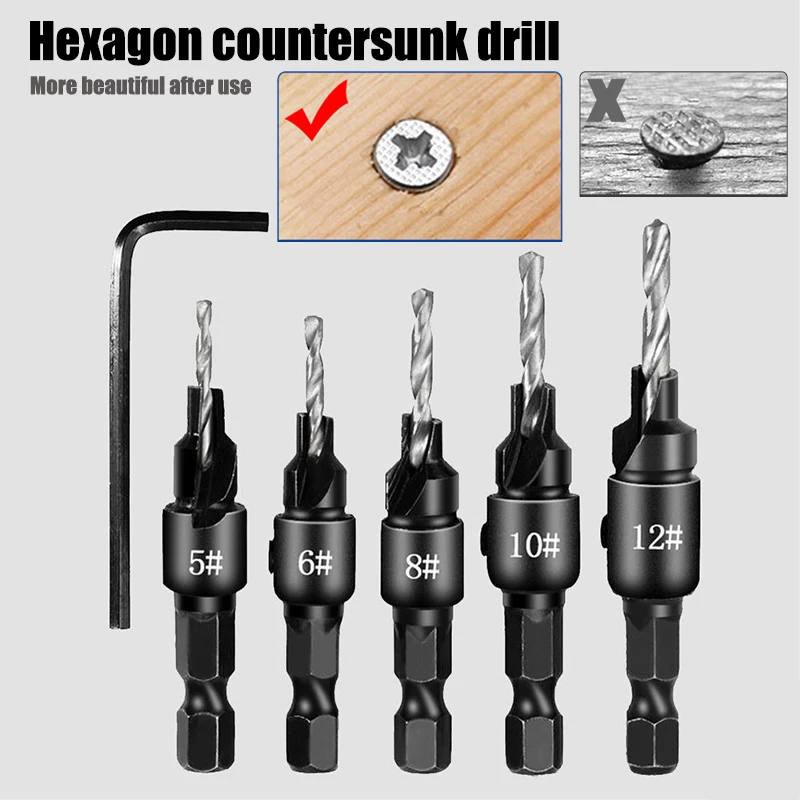 

Titanium Plated Countersunk Head Twist Drill Suit Woodworking Hole Opener Chamfer Punch One-piece High-speed Steel Countersink