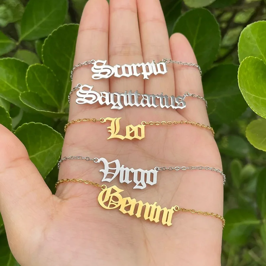 

12 шт./партия, цепочка-чокер со знаками Зодиака