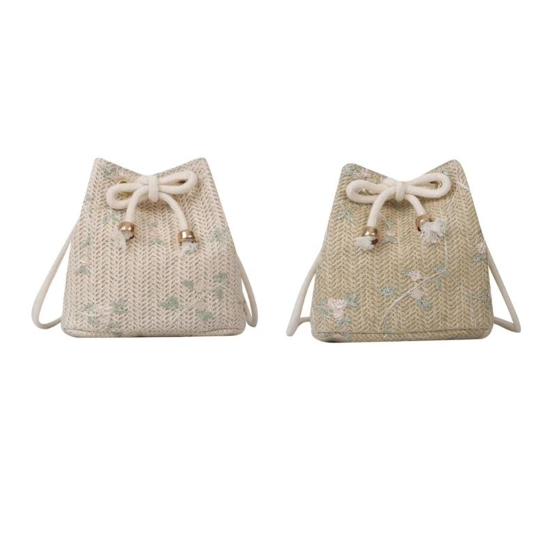 Женская сумка через плечо на шнурке женская соломенная сумка-ведро летняя