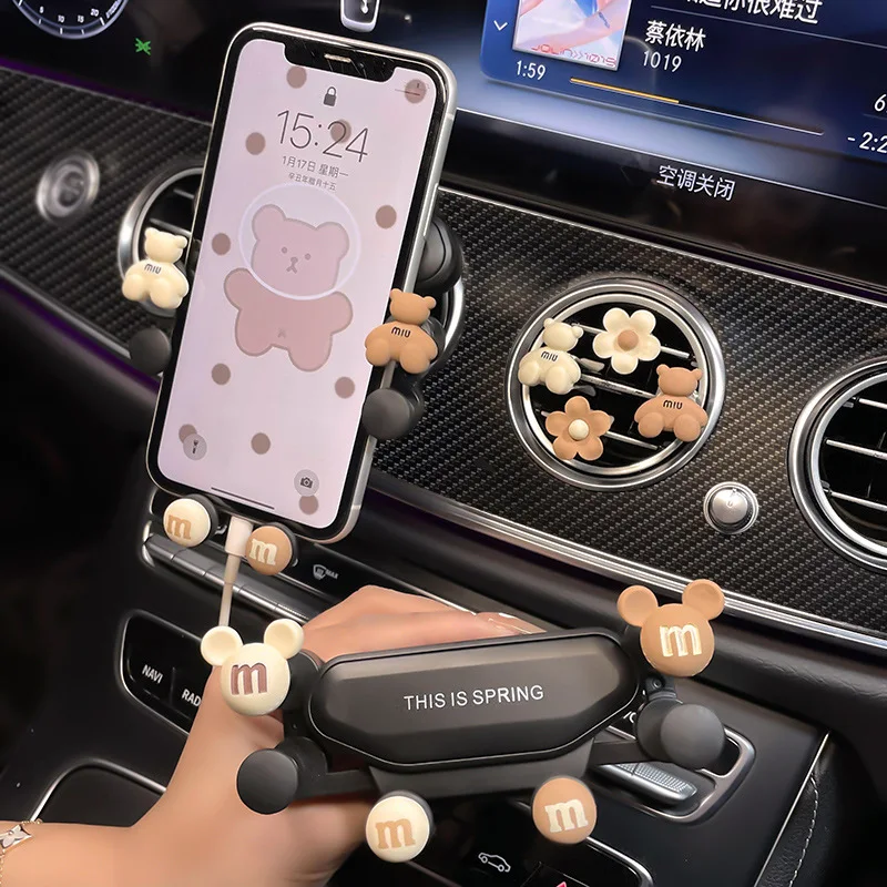 

Автомобильный держатель для телефона, новинка 2022, фиксированный симпатичный мультяшный держатель для автомобильного воздуховода и навига...
