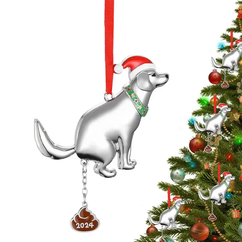 Собака какающих украшений забавные подвесные рождественские украшения елочные