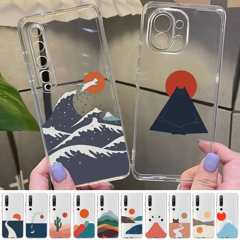 

Cat Mount Fuji Japan Landscape Phone Case for Samsung A51 A52 A71 A12 for Redmi 7 9 9A for Huawei Honor8X 10i Clear Case