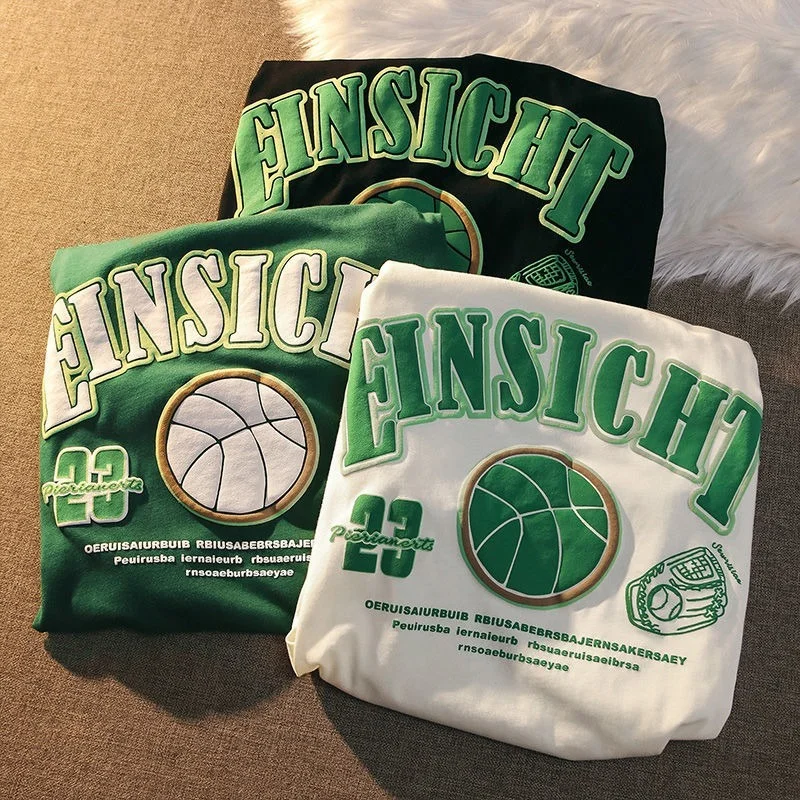 

Женская футболка с коротким рукавом, темно-зеленая свободная футболка с графическим принтом, топ с круглым вырезом, лето 2022