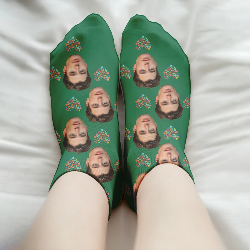 3D Cute Colorful Hearts Pattern Printed Short Socks for Men Women Customized Face Fashion Funny Socks DIY Design Socks