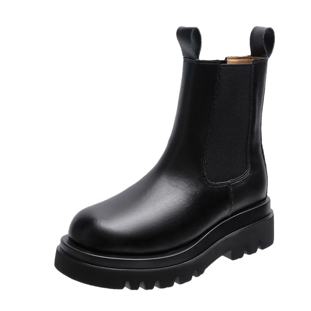 

Chelsea Boots New Chunky Boots Women Winter Shoes Pu Leather Plush Ankle Boots Black Female Autumn Fashion Platform Booties