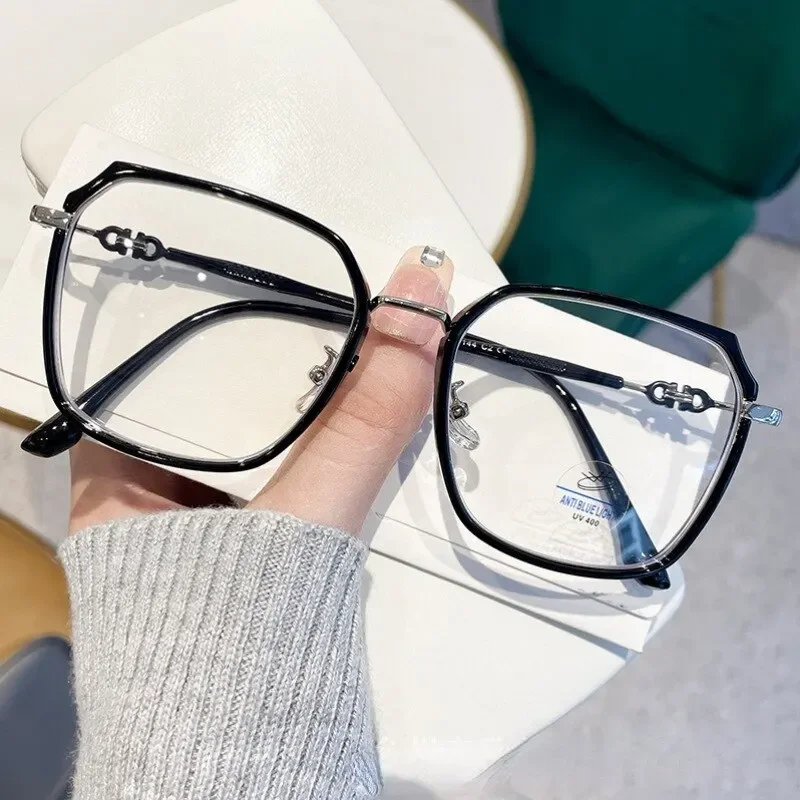 Ультралегкие голубые очки с блокировкой простые в стиле ретро зеленой оправой