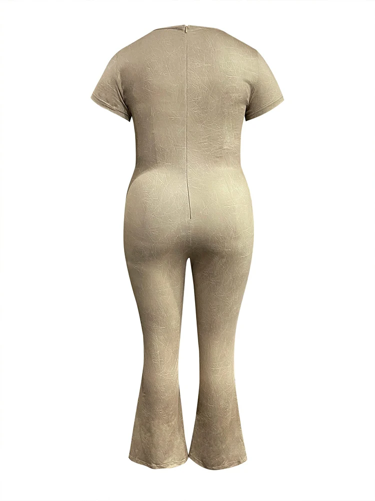 LW Большие размеры Расклешенные комбинезоны для женщин Осенний повседневный