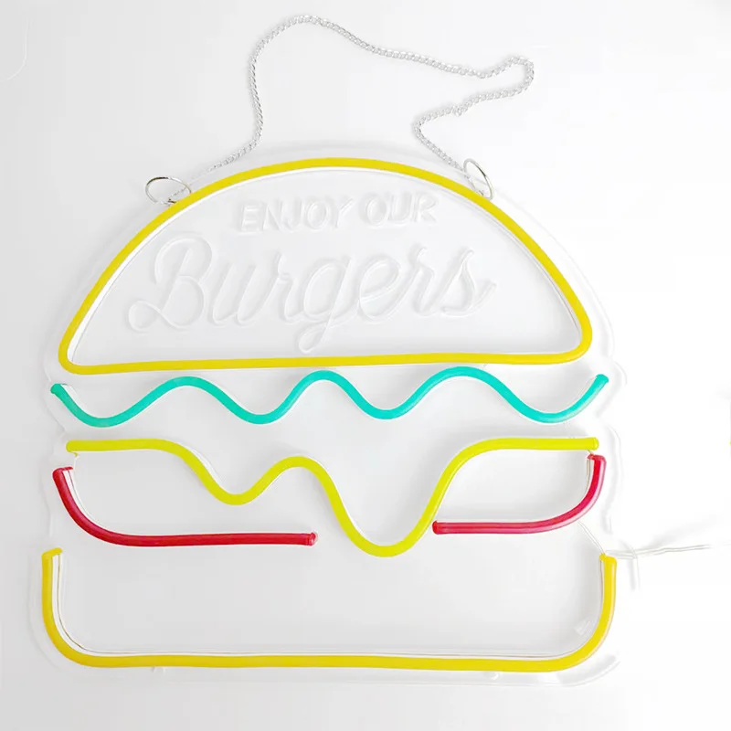 Fries Hot Dog Hamburger Shaped Neon Sign Food Neon Light for Home Night Lamp for Restaurant Bar Beer Window Shop Room Decoration images - 6