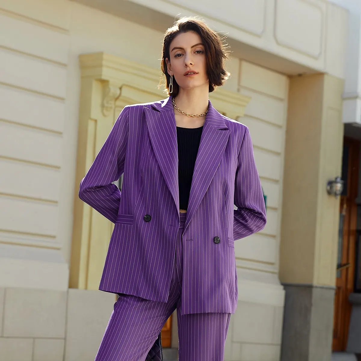 AEL женский пиджак осень 2024 новая мода полосатый свободный повседневный пальто