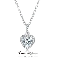 vinregem 925 sterling silver white gold heart cut 1ct moissanite pass test diamond necklace jewelry for women gift drop shipping