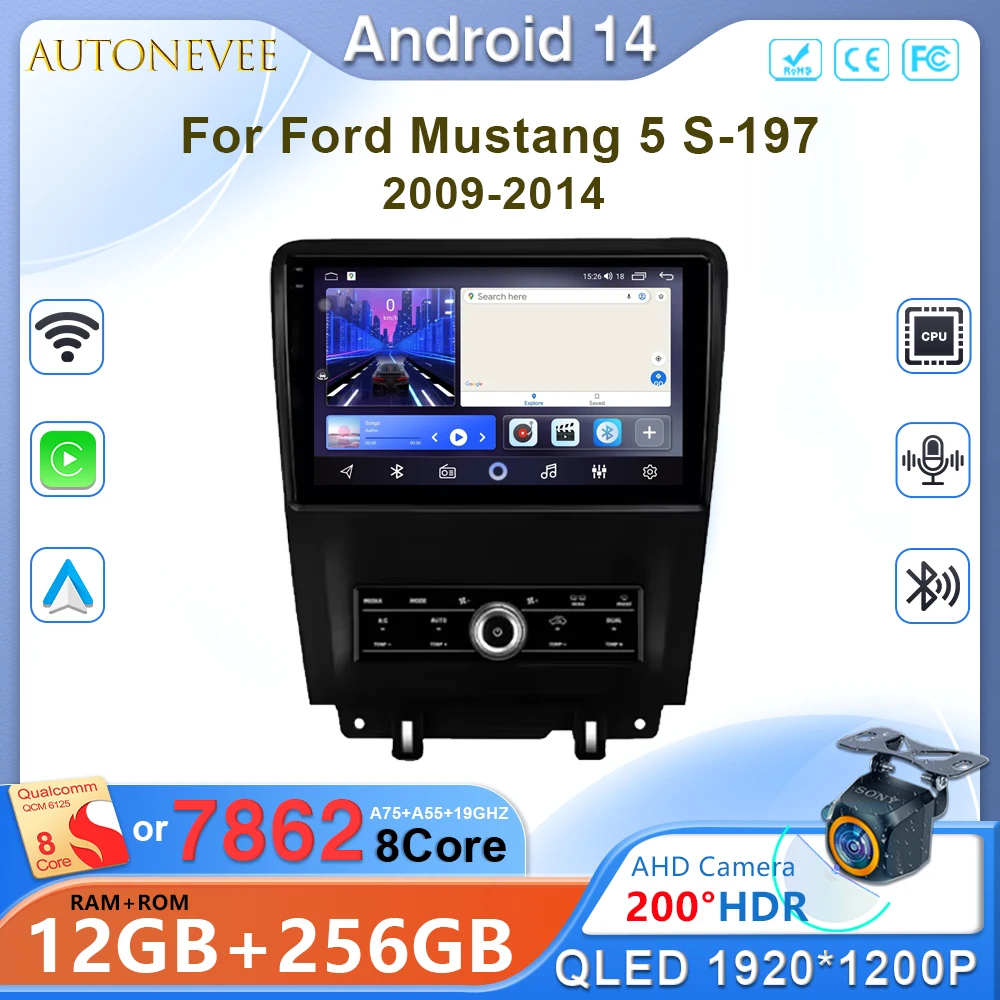 Android 14 для Ford Mustang 5 S-197 2009-2014 Автомобильный радиоприемник Мультимедийный