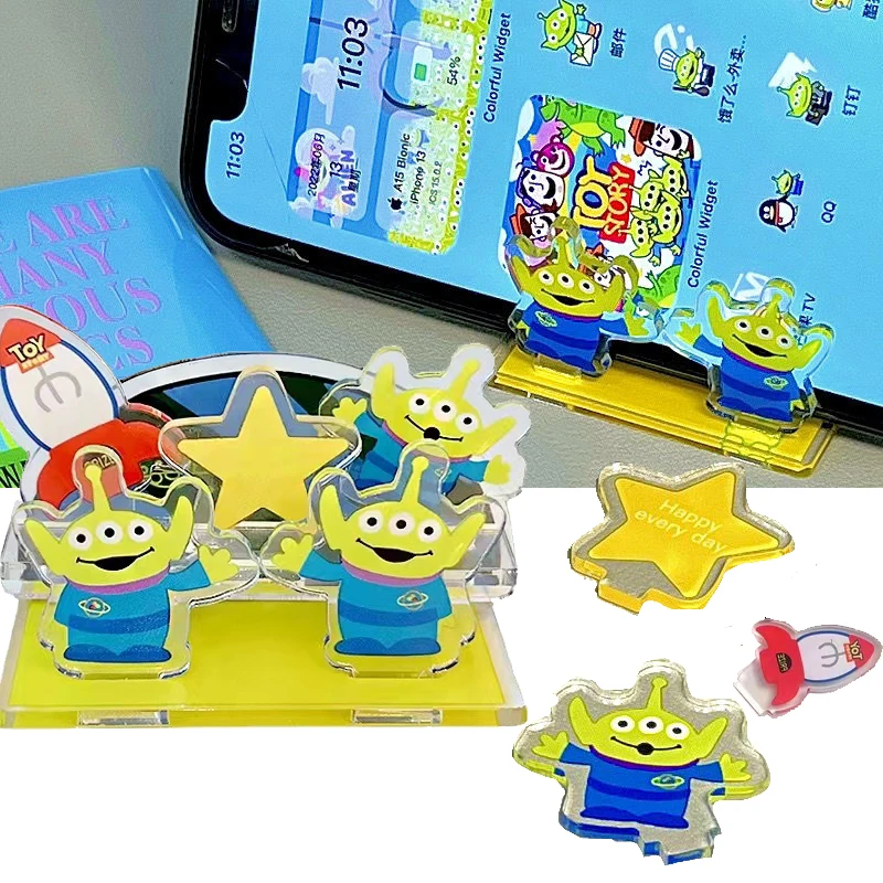 

Disney Toy Story Alien Acrylic Phone Bracket Standing Sign Buzz Lightyear Cartoon Creative Ins Cards Holder Table Photo Clips