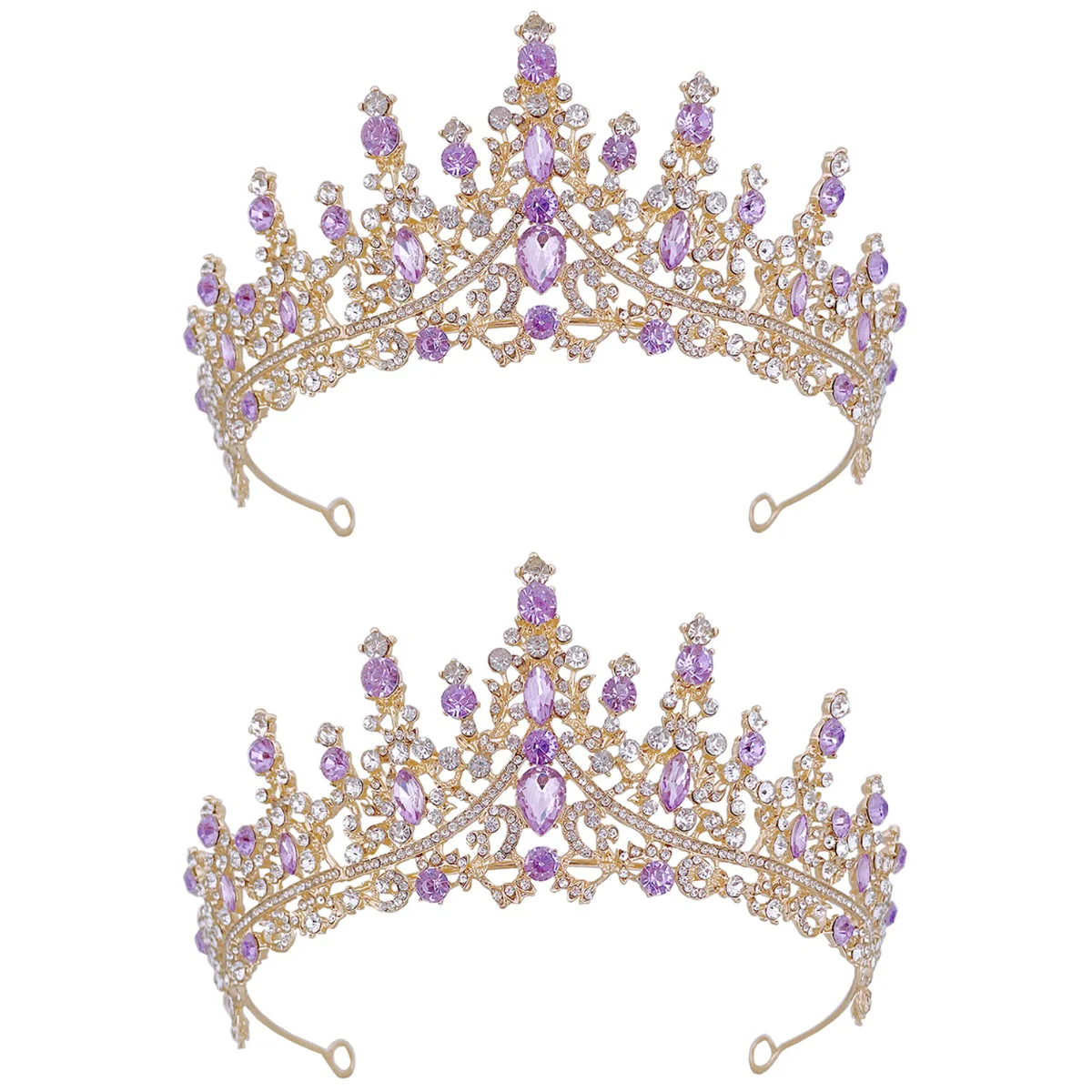 

2pcs Wedding Tiara Bridal Headdress Bridal Hair Decor Rhinestone Headband Girl Headband