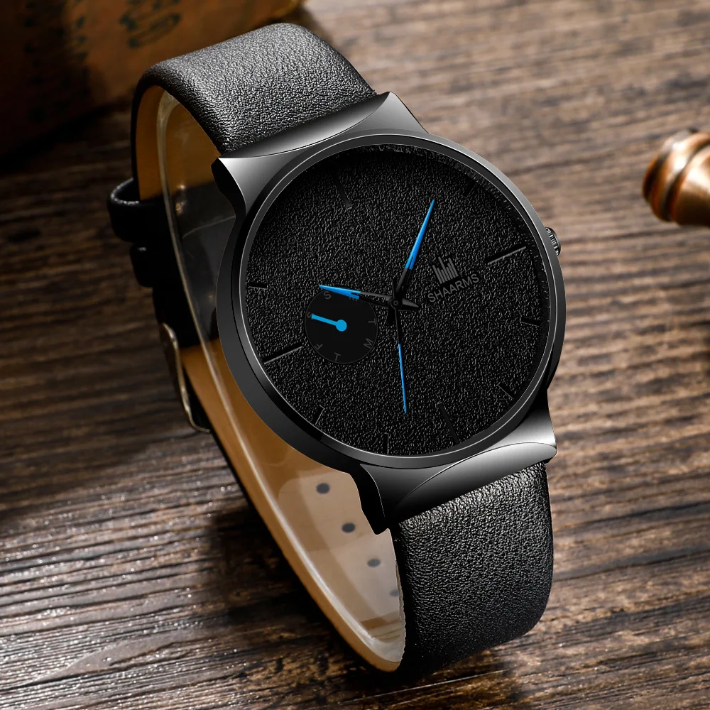 

Новинка 2022, мужские часы с кожаным ремешком, роскошные модные наручные часы для бизнеса, повседневные минималистские кварцевые часы, мужские часы