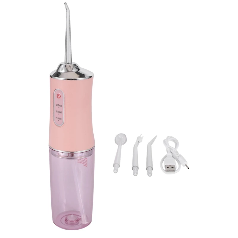 

Oral Irrigator 3 Modes Portable Rechargeable Water Jet 4 Nozzles Waterproof 200Ml Water Tank For Teeth