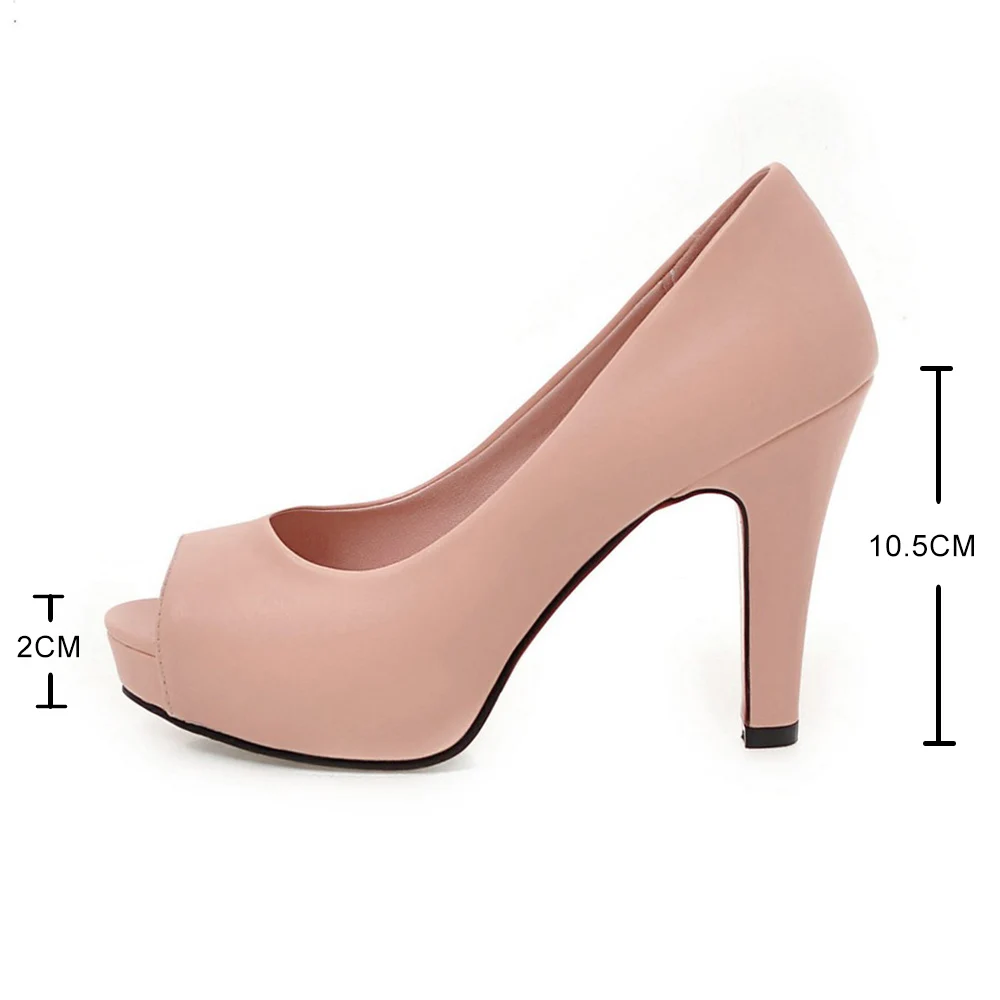 Women High Heels Party Platform Shoes Fish Mouth Spring Pumps Woman Pointed Toe Slip On Thin Heels Female Dress Shoes Plus Size