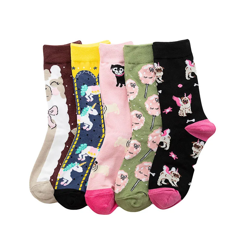 

3pairs/New Mid-Calf Cotton Socks with Cartoon Animal Patterns Personalized Trendy Unisex Socks.