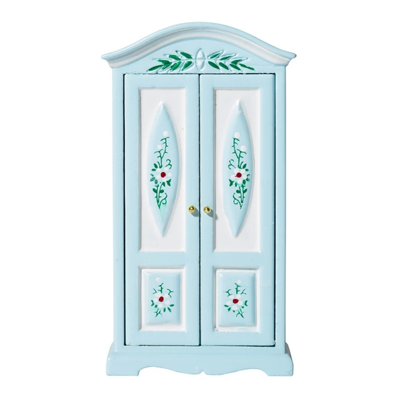 -1/12 Scale Dolls House Printed Wardrobe ,Miniature Wardrobe For 1/12 Doll House Bedroom Accessories