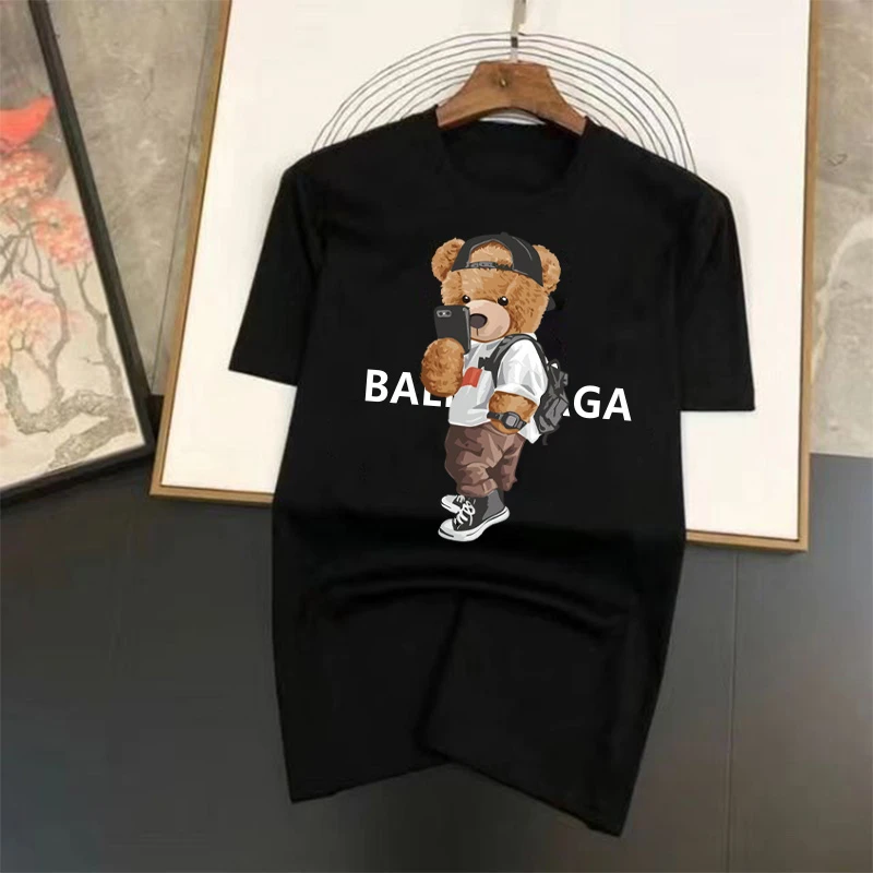 

2023 Cotton T-Shirt Luxury Brand Summer Bear Printing White T-shirt Streetwear Short Sleeve Unisex Tops T-shirts M-4XL