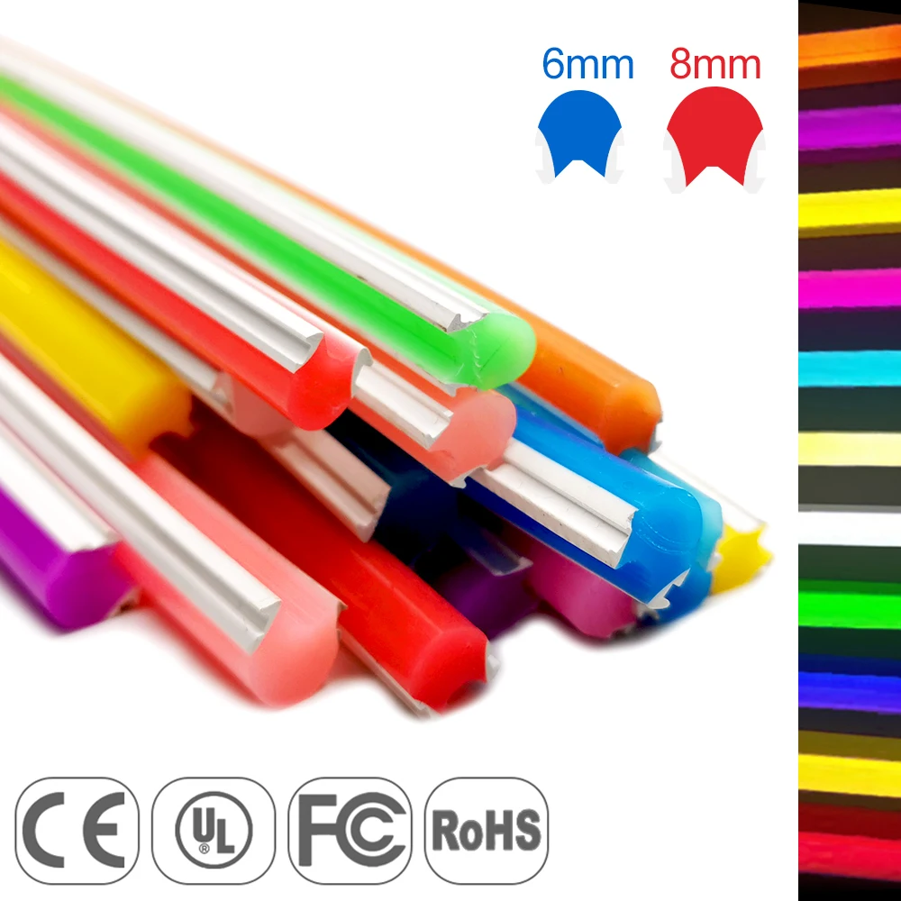 

6mm 8mm Separation Neon Strip Flexible Soft Bendable Silicone Tube For DIY LED Light Sign Making IP67 Waterproof 12Colors 1m-10m