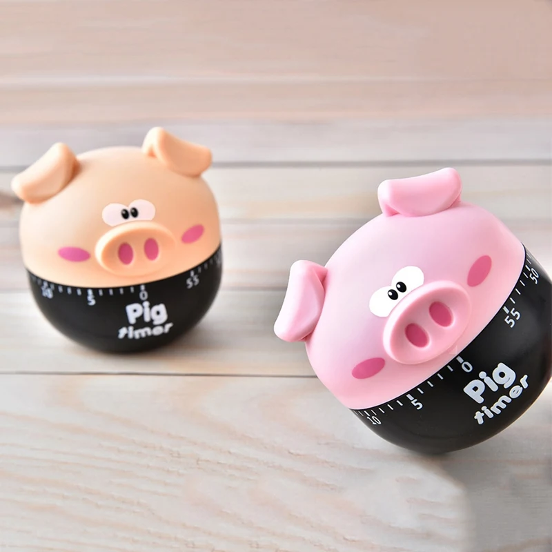 Mechanical Timer Alarm Ringing Design Plastic Cartoon Pig Shape Smooth ...