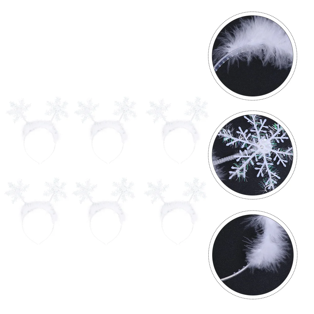 

6 Pcs Christmas Snowflake Headband Snowflakes Hair Hoop Decorations Xmas Fabric Women's Ties