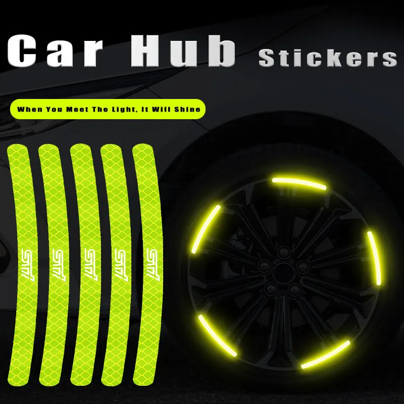 

Car Warning Reflective Strips Wheel Hub Stickers For Subaru STI Logo Car Bicycle Motorcycle Personality Decoration Accessories
