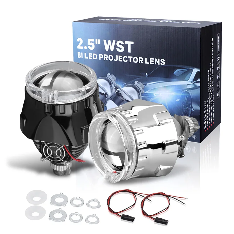 

2Pcs 2.5 inch Bi LED Projector Lens H4 H7 9005 9006 LED Bulbs Lamp Mini Auto Angel Eyes Headlight Hi/Lo Beam 12000LM Car styling