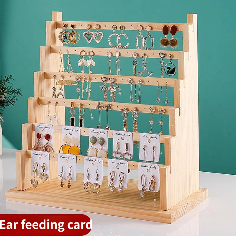 

4/6-layer Solid Wood Jewelry Display Stand Earring Frame Earing Card Necklace Rack Jewelry Organizer Boxes and Packaging