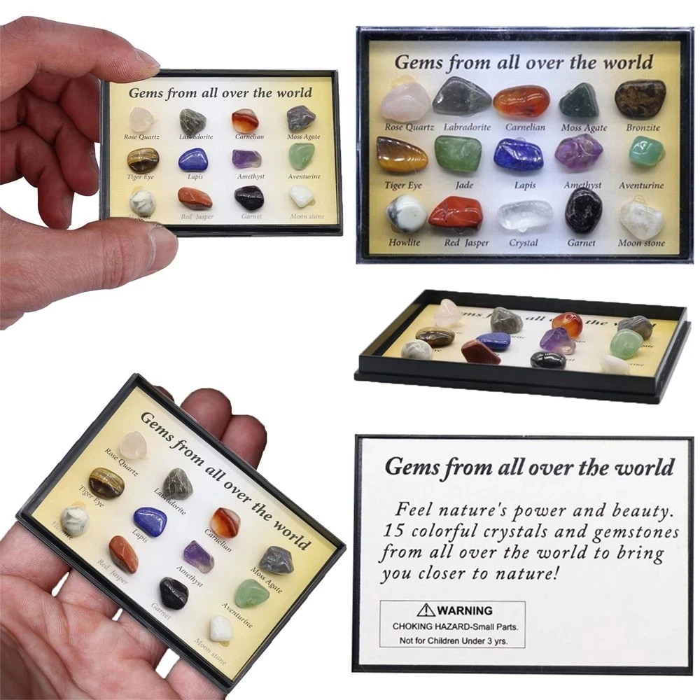 

24/15/1PCS 1 Box Minerals of The World Quartz Crystal Ore Samples Natural Stone Collectible Raw Gemstones Gift Healing Crystals