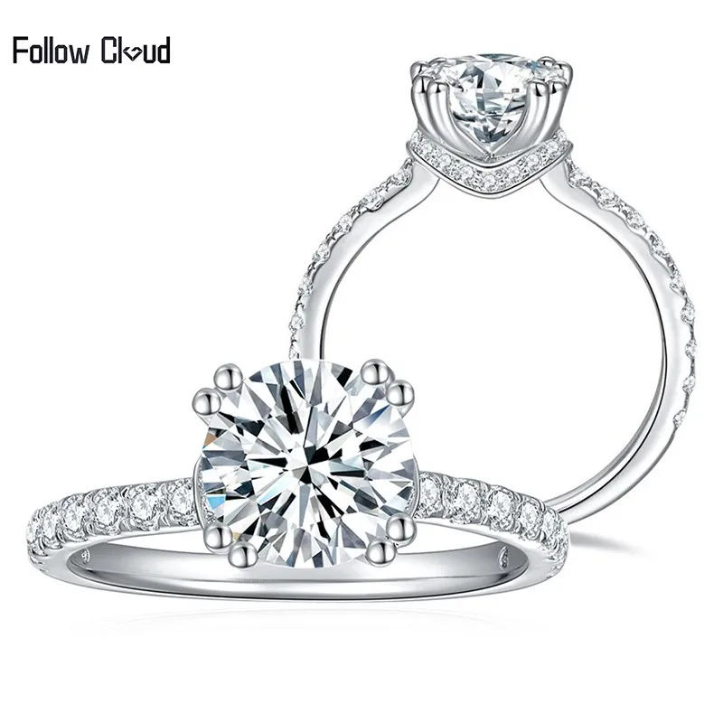 

Follow Cloud Round Cut 7.5mm 1.5ct Moissanite Wedding Ring for Women Sterling Silver Brilliant Diamond Solitaire Engagement Ring